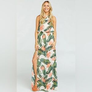 Show Me Your Mumu Heather Halter dress, Tropical Print, Full length, Size small